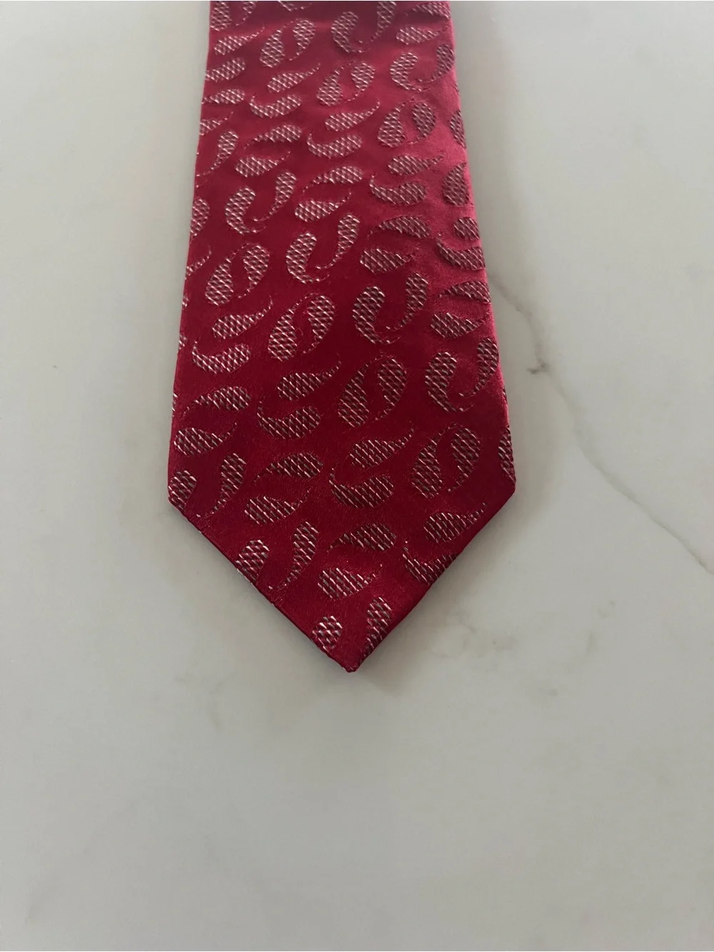 Giorgio Armani Red Paisley Silk Tie: 100% Silk